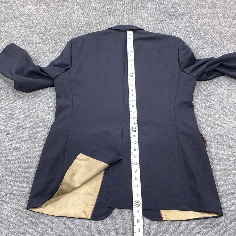 Evan Picone‎ Blazer Mens 40 Navy Gold Button Sport Coat Made USA Two Button